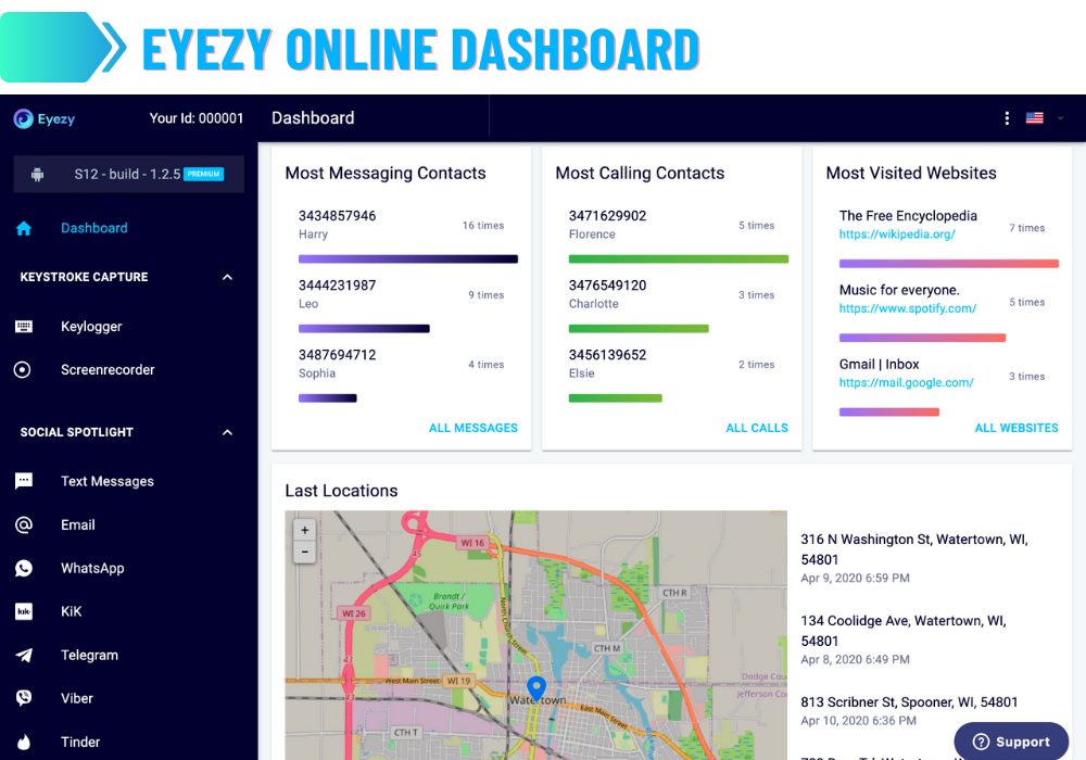 EyeZy online dashboard