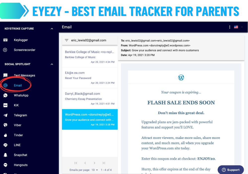 Eyezy - Best Email Tracker for parents