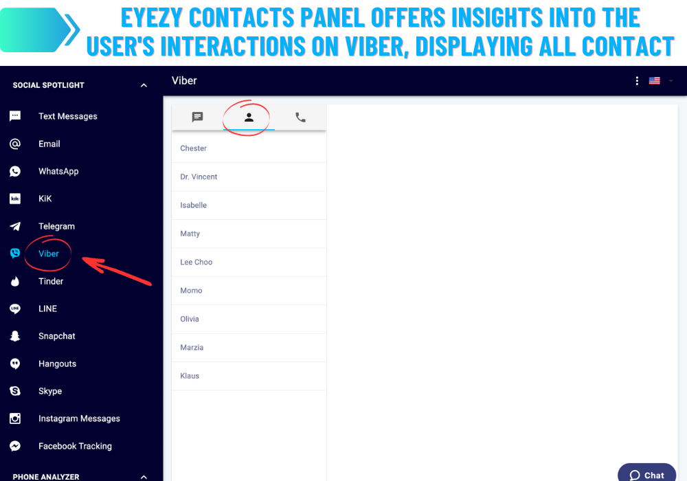 Eyezy Viber Contacts Panel