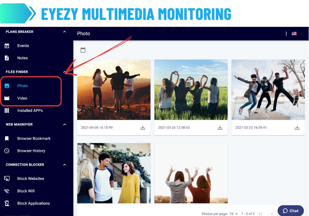 Eyezy multimedia monitoring