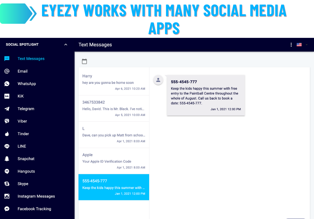 Eyezy works with social apps