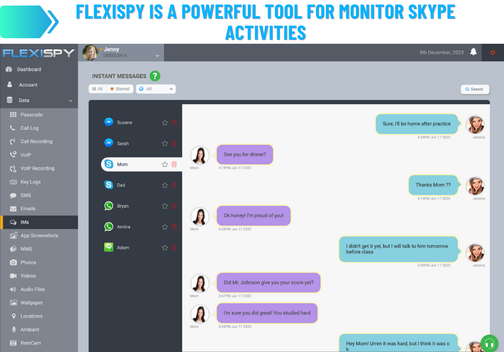 FlexiSPY for monitor Skype activities