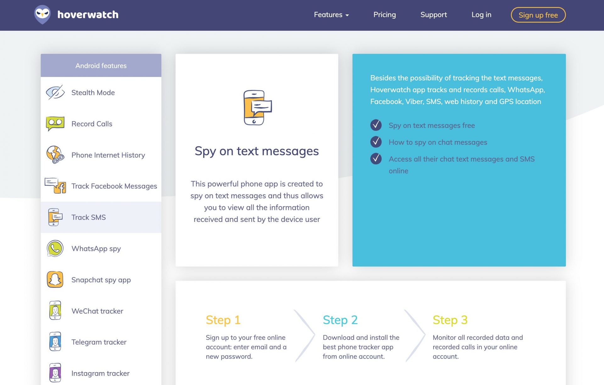 Hoverwatch Text Messages Monitoring