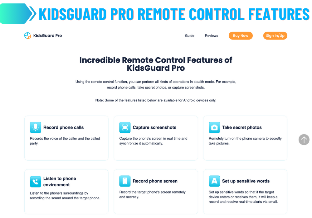 KidsGuard Pro Remote Control Features