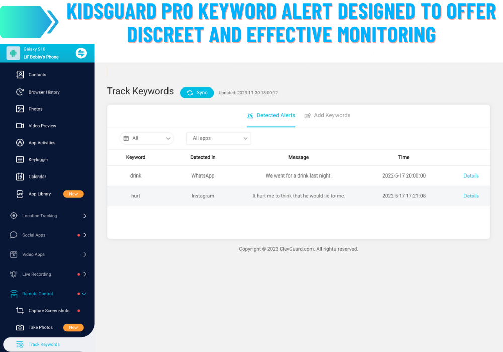 Kidsguard Pro Keyword Alert