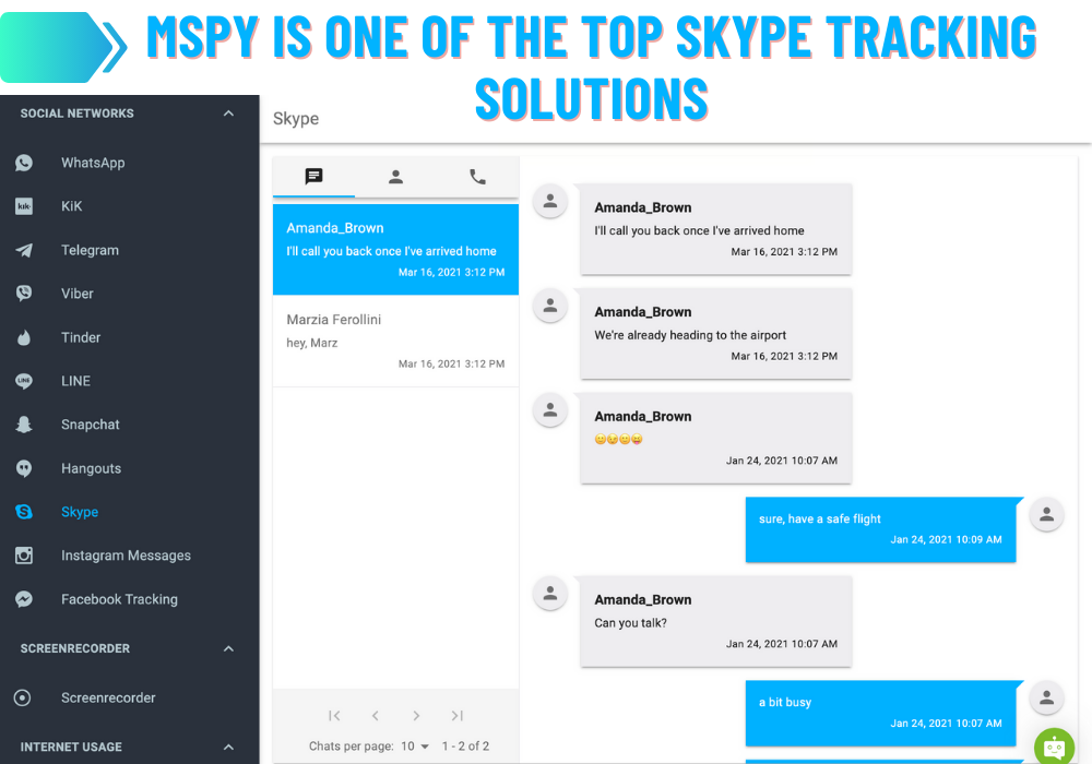 mSpy Skype Tracking