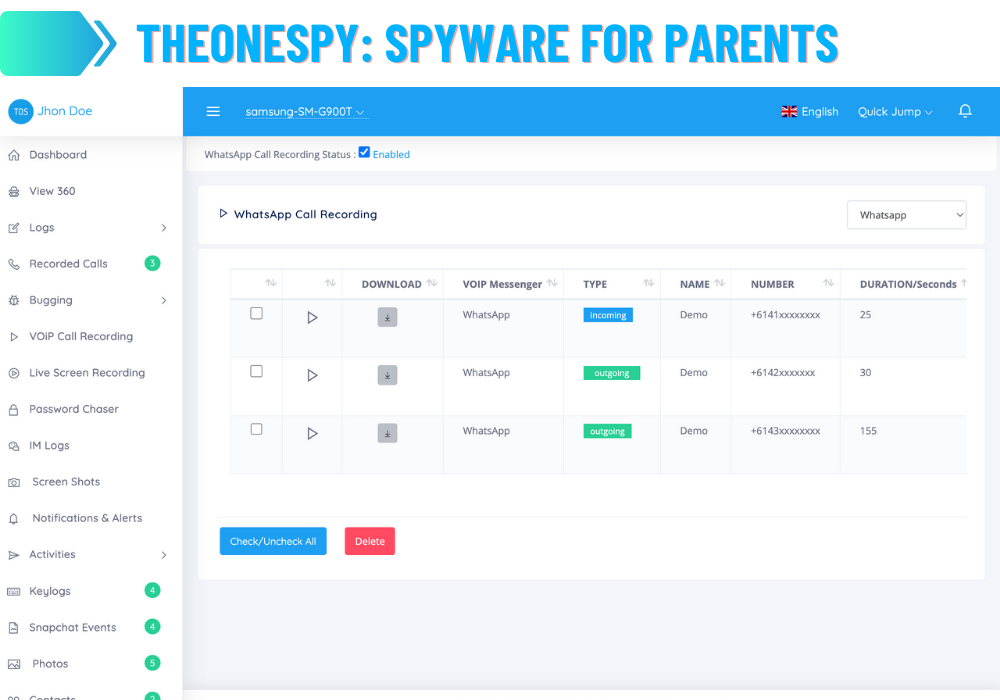 TheOneSpy Spyware for Parents