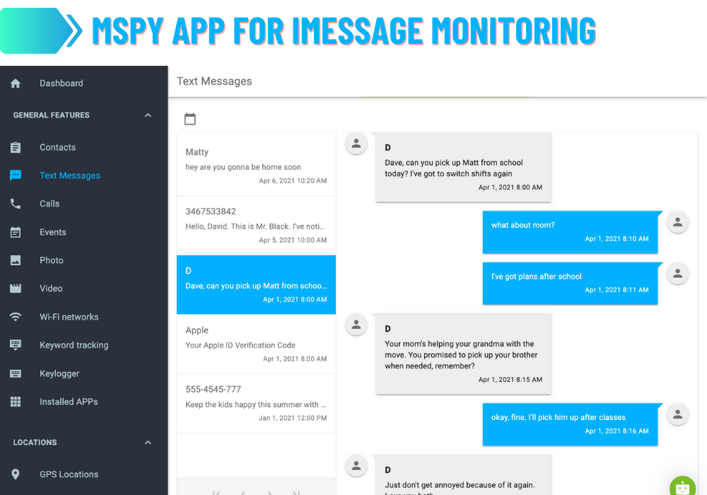 mSpy App for iMessage Monitoring