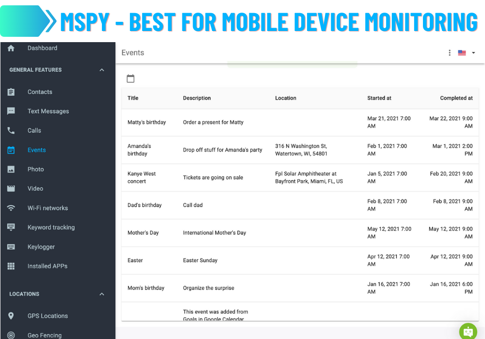mSpy - Best for Mobile Device Monitoring