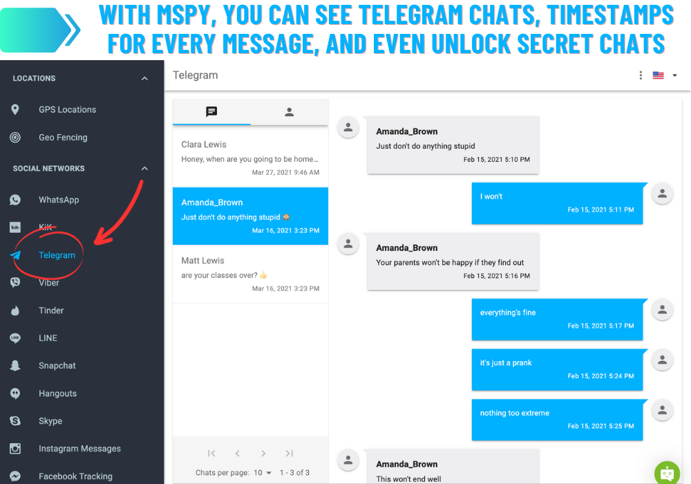 mSpy Telegram Spy