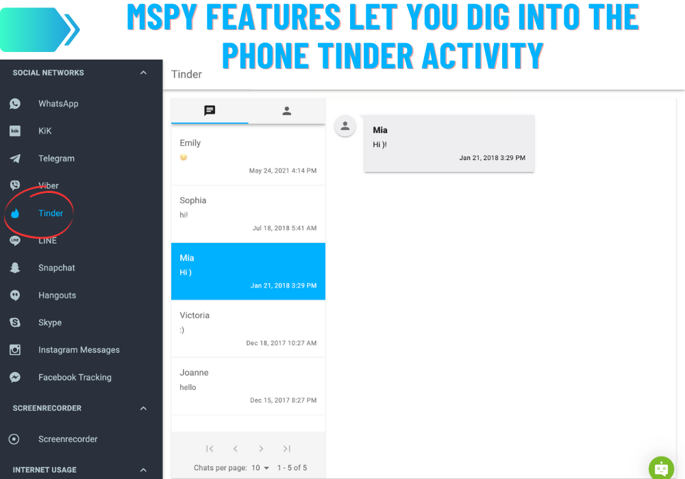 mSpy Tinder Activity Monitoring