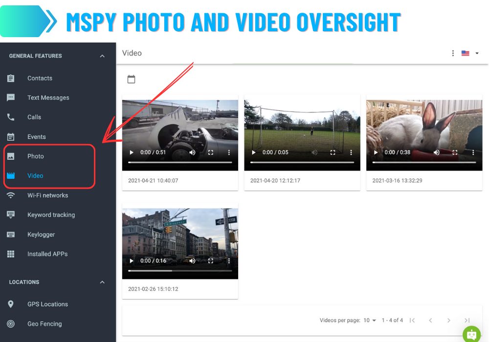 mSpy photo and video oversight