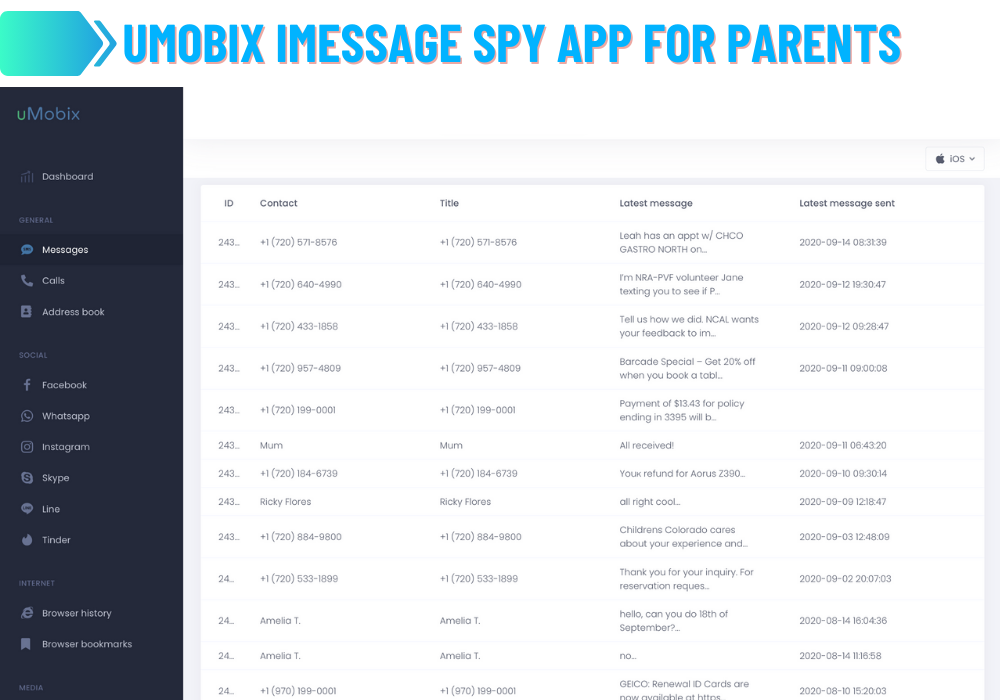 uMobix iMessage spy app for parents