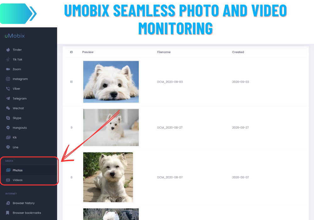 uMobix photo and video monitoring