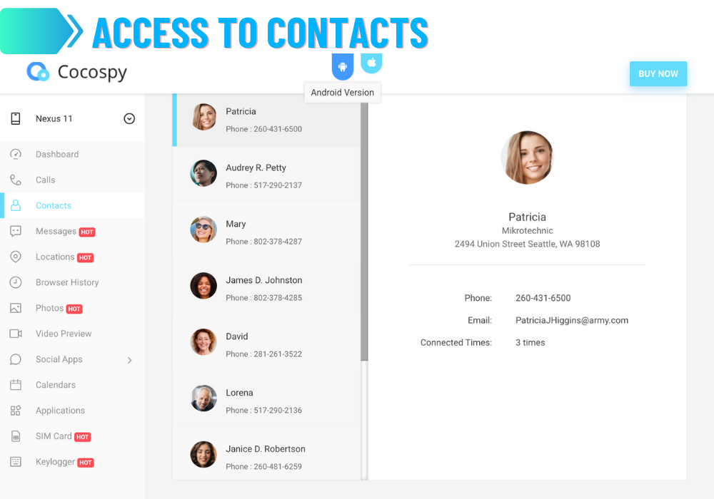 Cocospy Access to Contacts