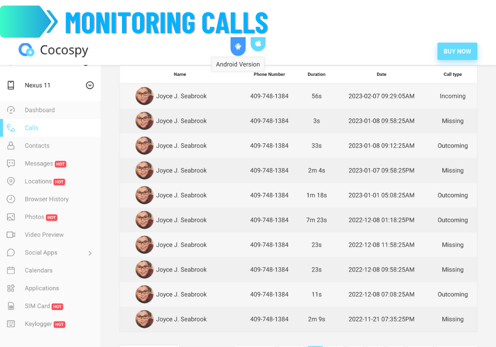 Cocospy Monitoramento de chamadas