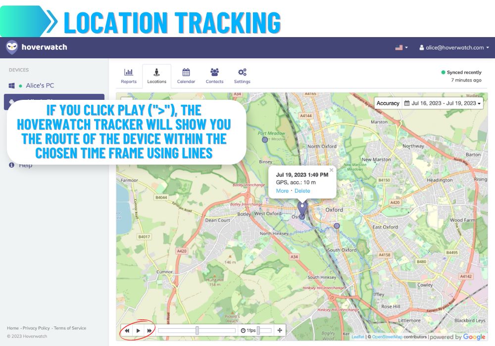 Hoverwatch Locatie Tracker Route