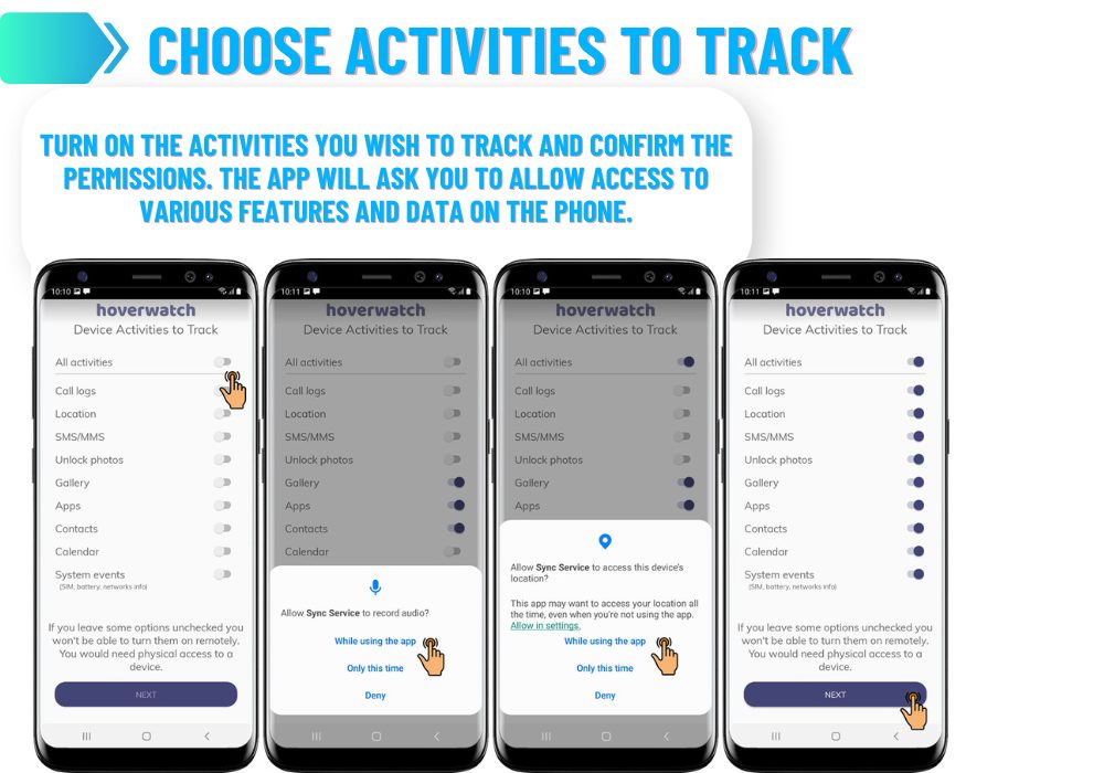 Howerwatch - Choose Activities to Track