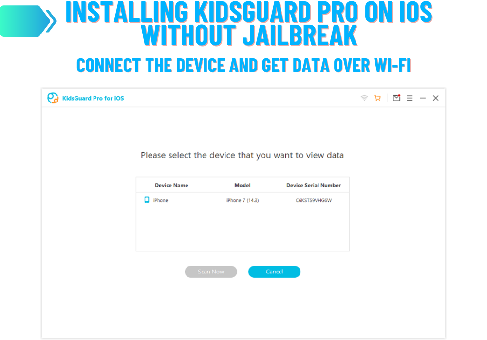 Kidsguard Pro - Yhdistä laite ja hae dataa Wi-Fi-yhteyden kautta