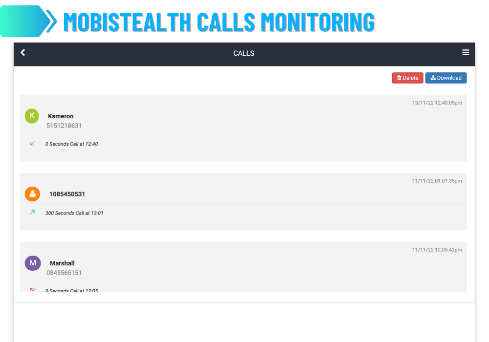 MobiStealth Calls Monitoring