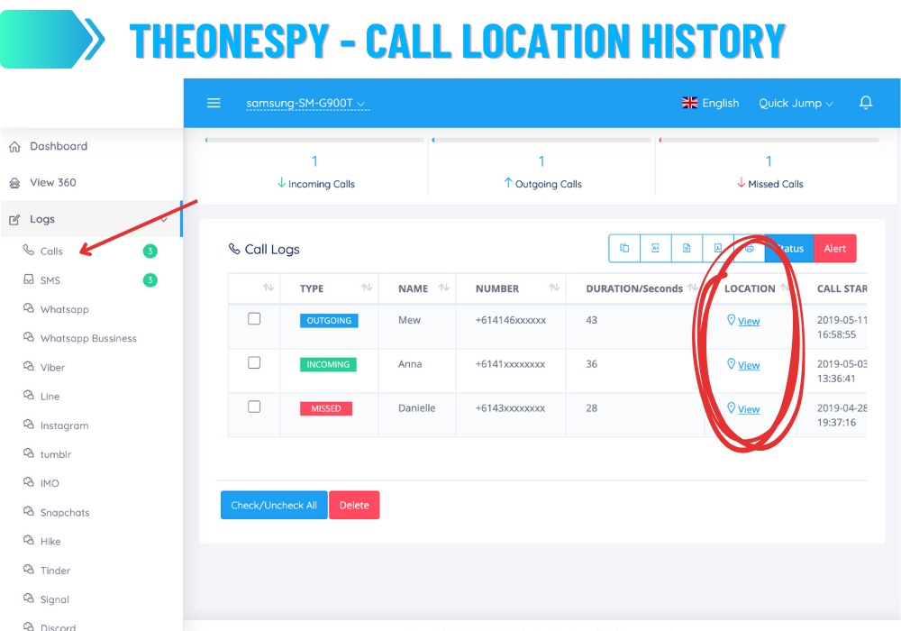 TheOneSpy - Call Location History