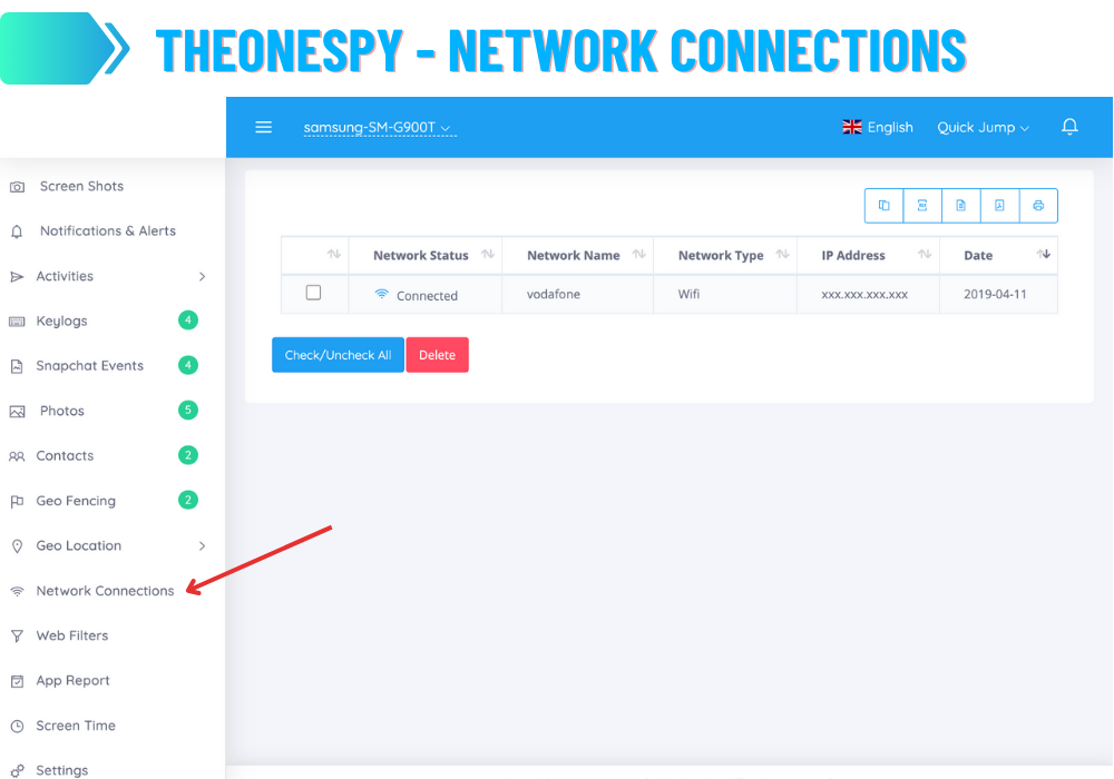 TheOneSpy - Network Connections