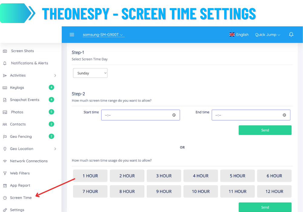 TheOneSpy - Screen Time Settings