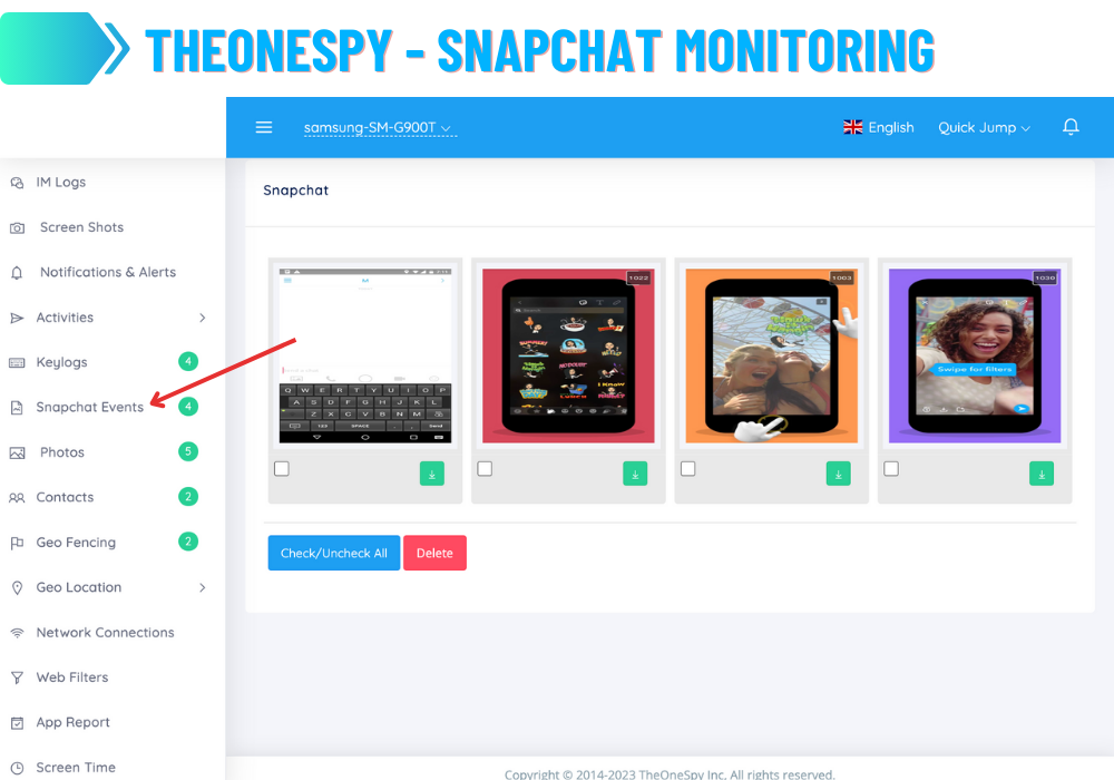 TheOneSpy Snapchat Monitoring
