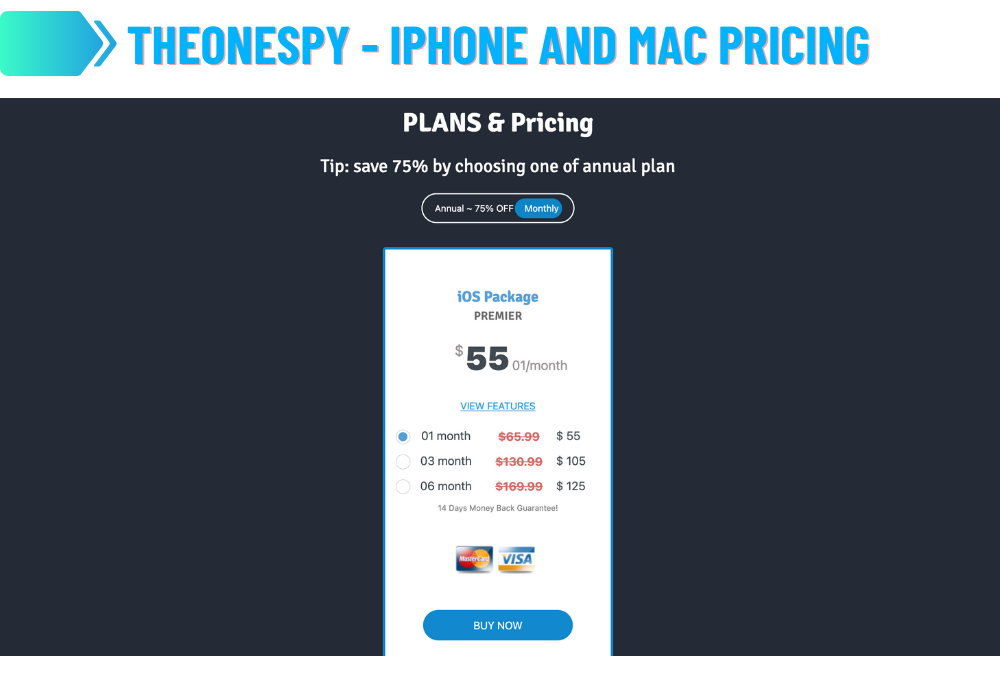 TheOneSpy - iPhone and Mac Pricing