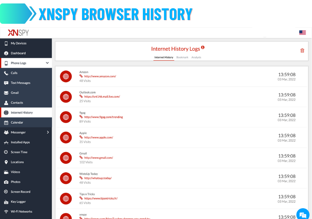 XNSPY Browser History