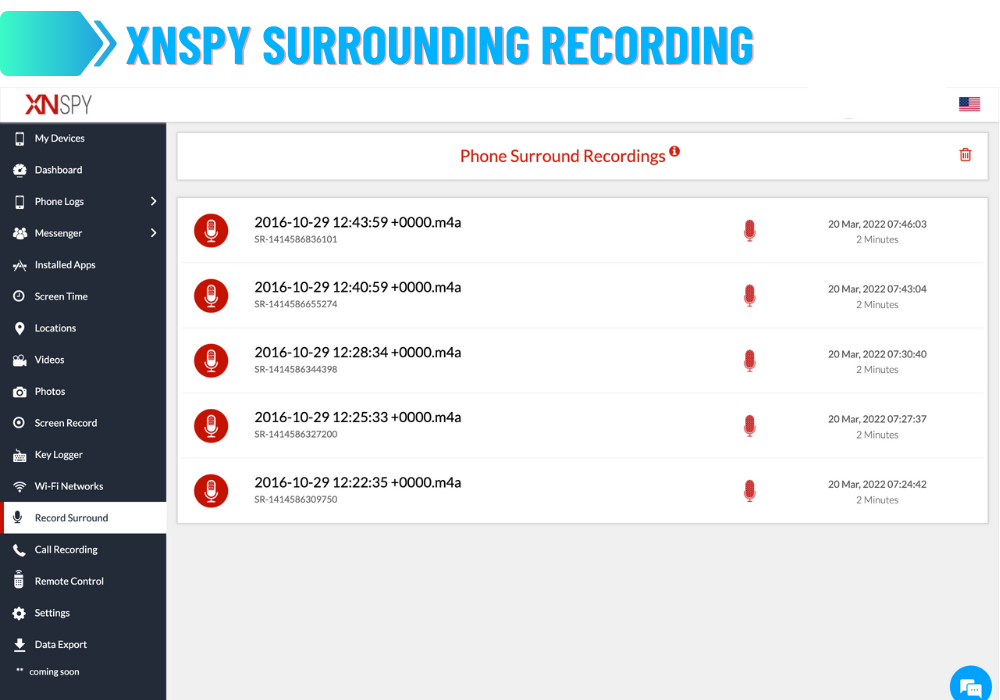 XNSPY Surrounding Recording