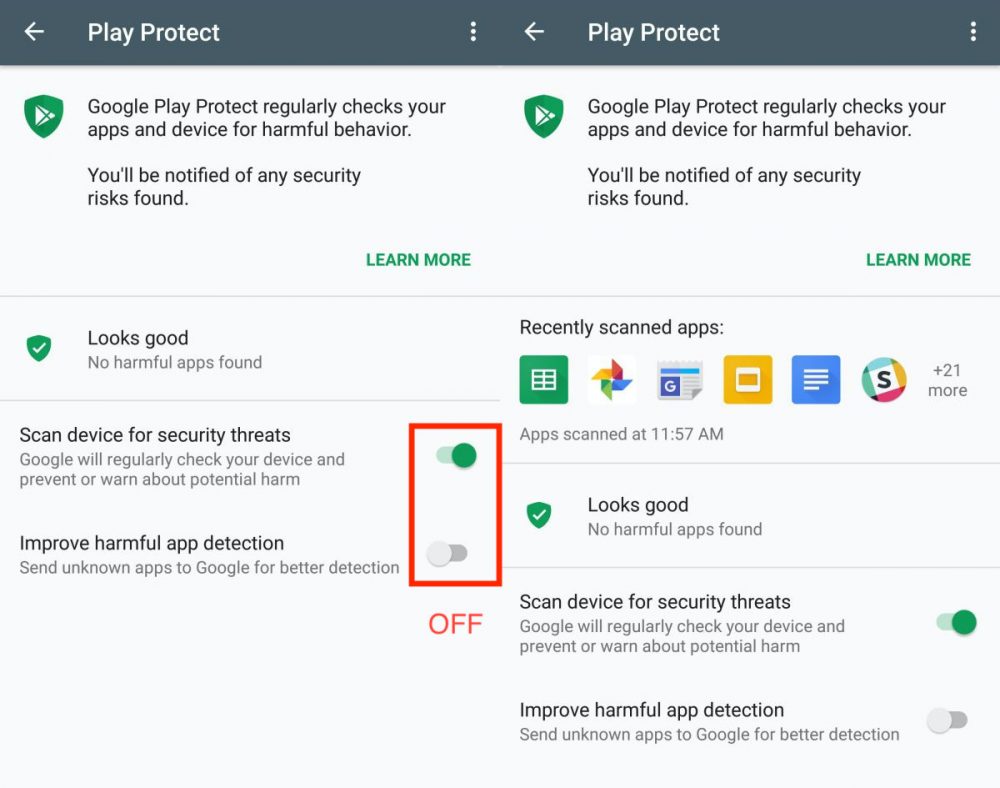 Google Play Protect-settings