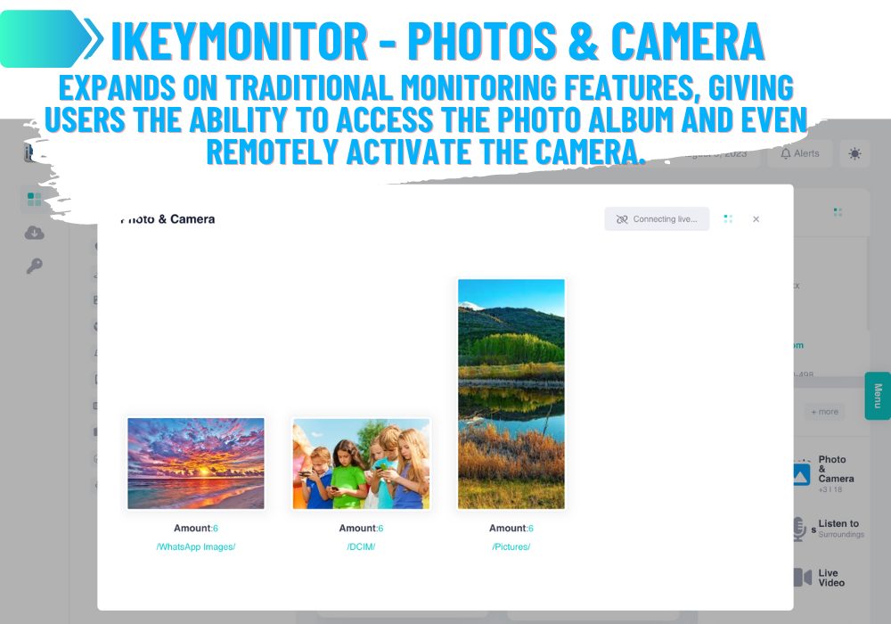 Funkcje aparatu fotograficznego i aparatu iKeyMonitor