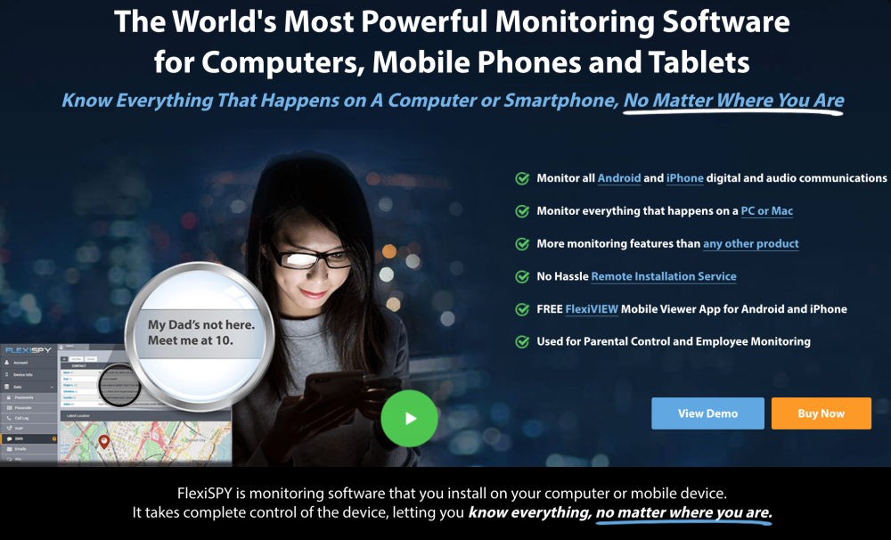 Aplikacja monitorująca FlexiSPY