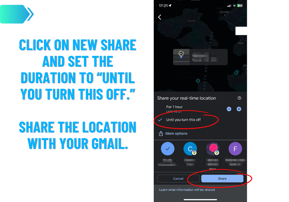 Google Maps - Share the location with your Gmail