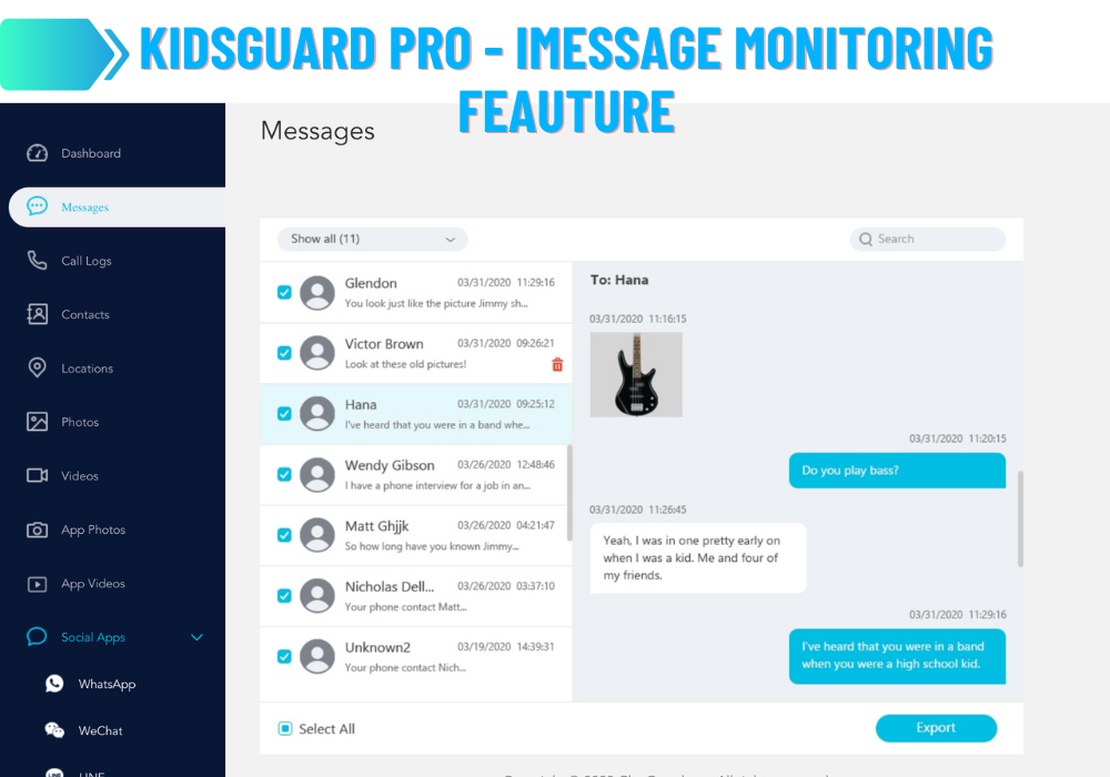 KidsGuard Pro - iMessage monitoring feauture