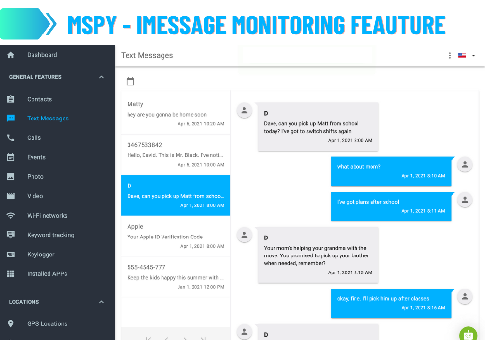 mSpy - iMessage monitoring feauture