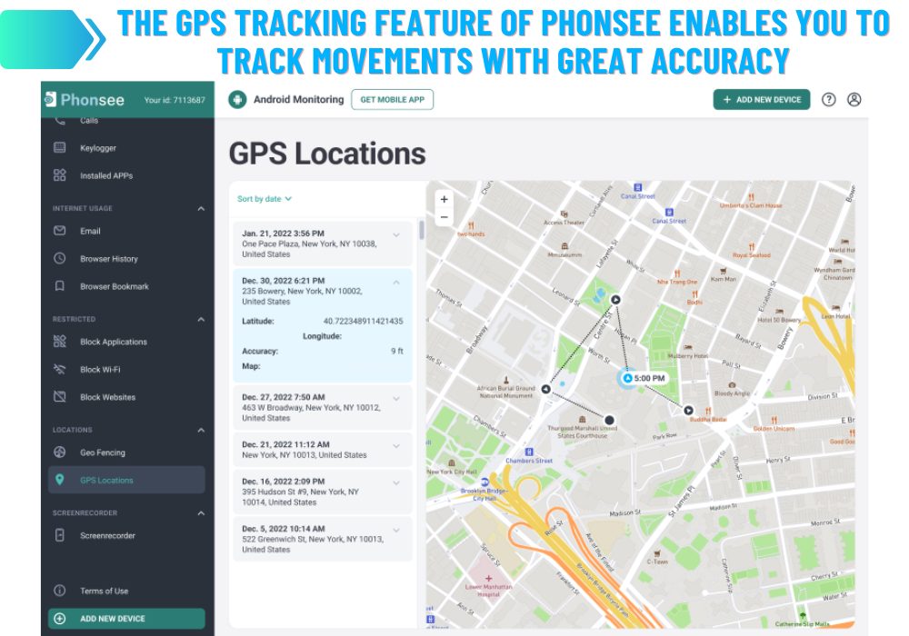 Phonsee Precision GPS Tracking
