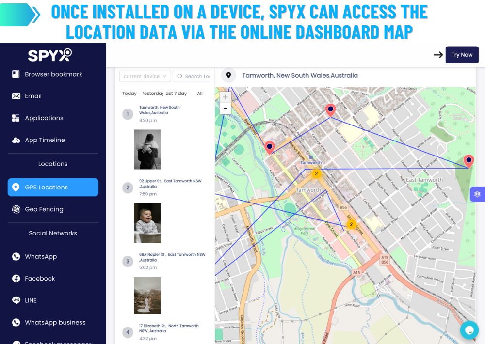 SpyX GPS Location Tracking