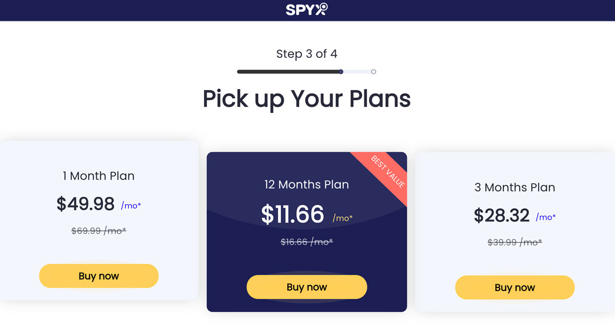 SpyX Pricing Plans